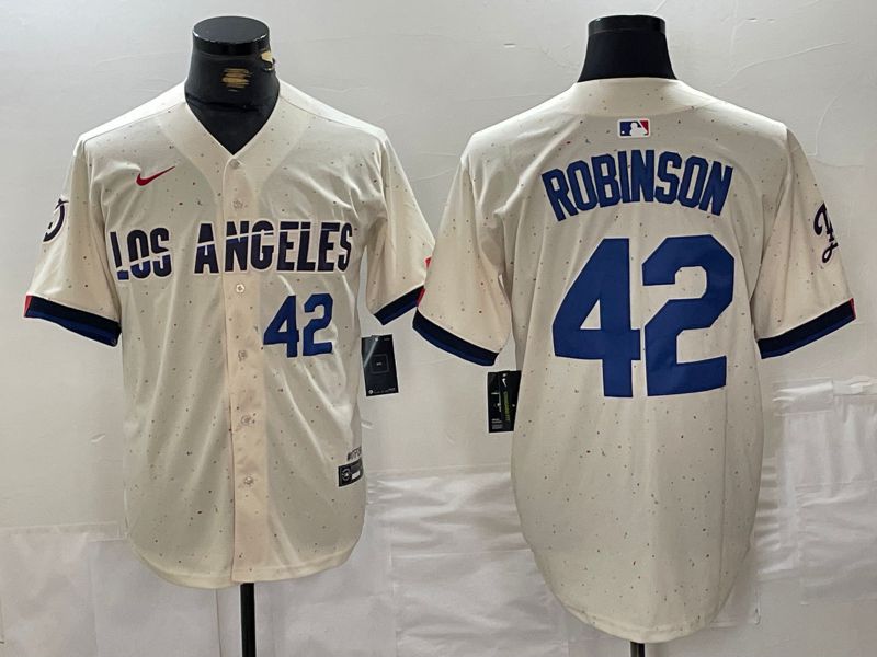 Men Los Angeles Dodgers #42 Robinson Cream Fashion Nike Game MLB Jersey style 4->los angeles dodgers->MLB Jersey